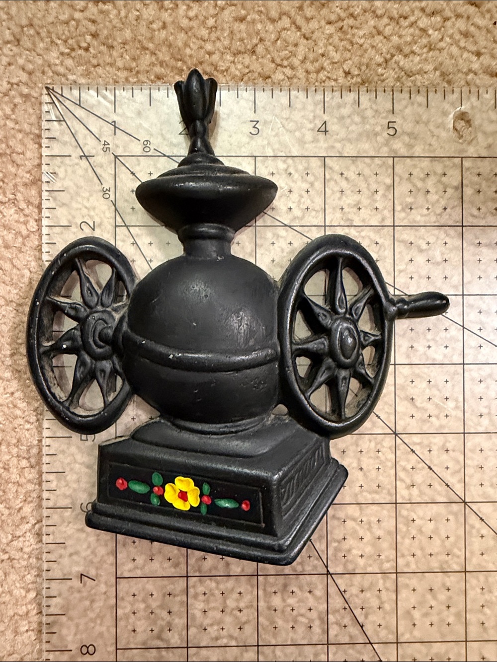 Vintage Midwest #37 Cast Metal Coffee Grinder Wall Decor Hand Painted 6.75”